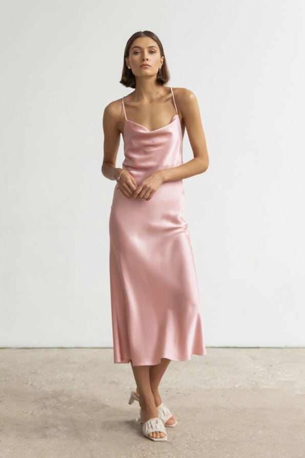 satin cowl neck knee length dress in blush Short Mini,Knee Length,Tea Length Blushing Pink Bridesmaid Dresses: Buy Women's Dresses Online at STACEES