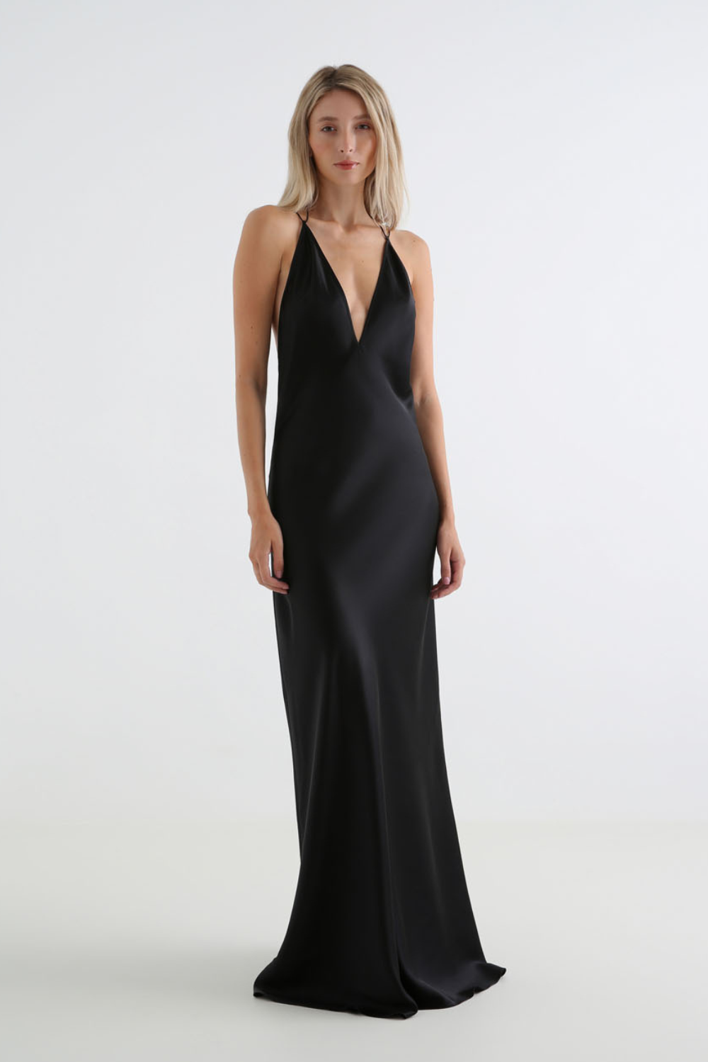 black silk cocktail dress Black Maxi Slip Dress
