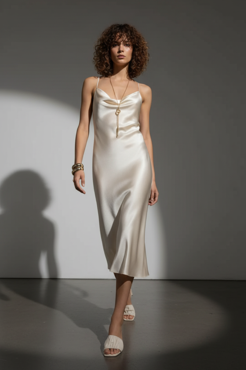 satin cream midi dress Alessia Satin Halter Neck Midi Dress Cream  Girl In Mind