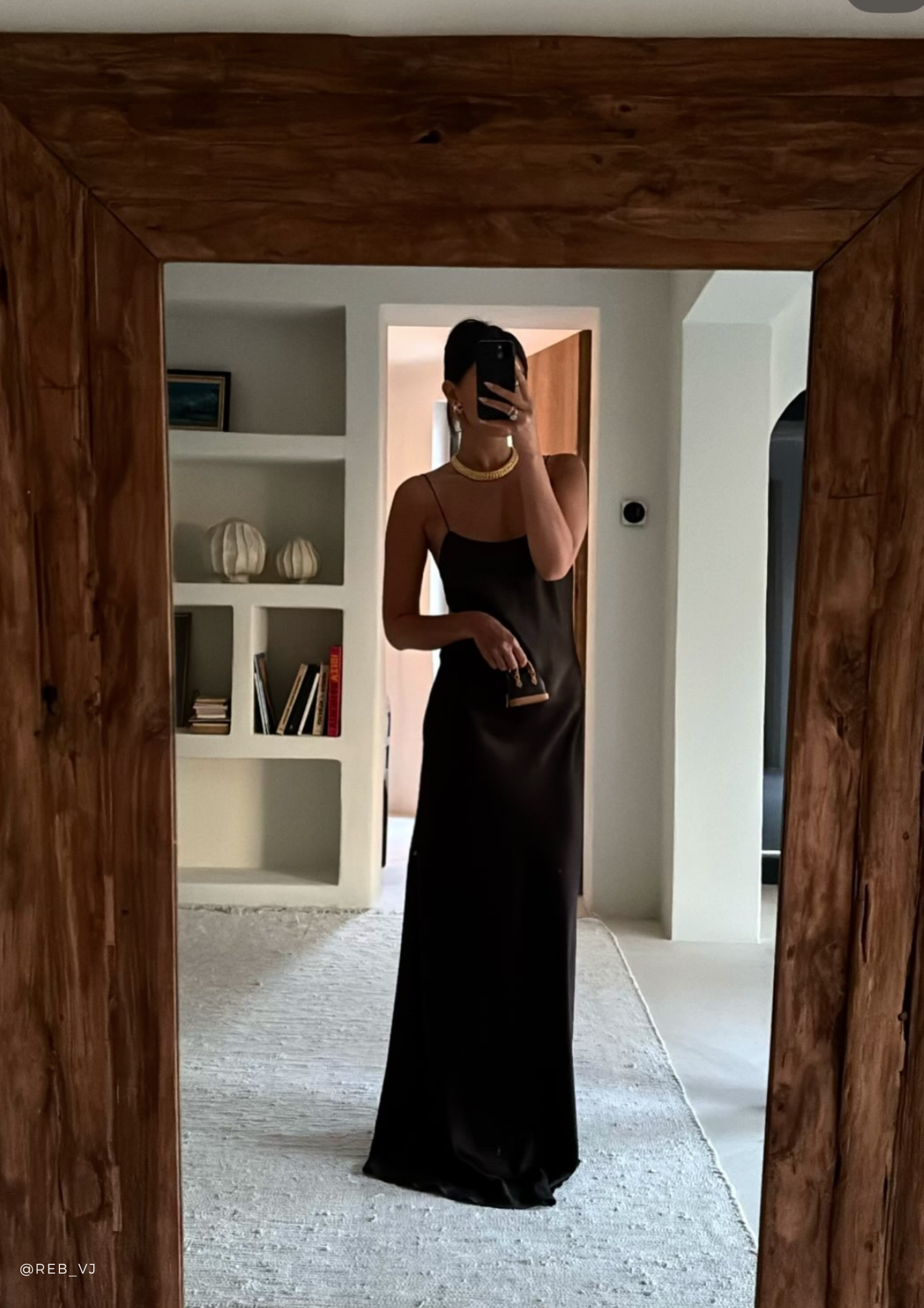 Carolyn Espresso maxi dress in Silk Satin