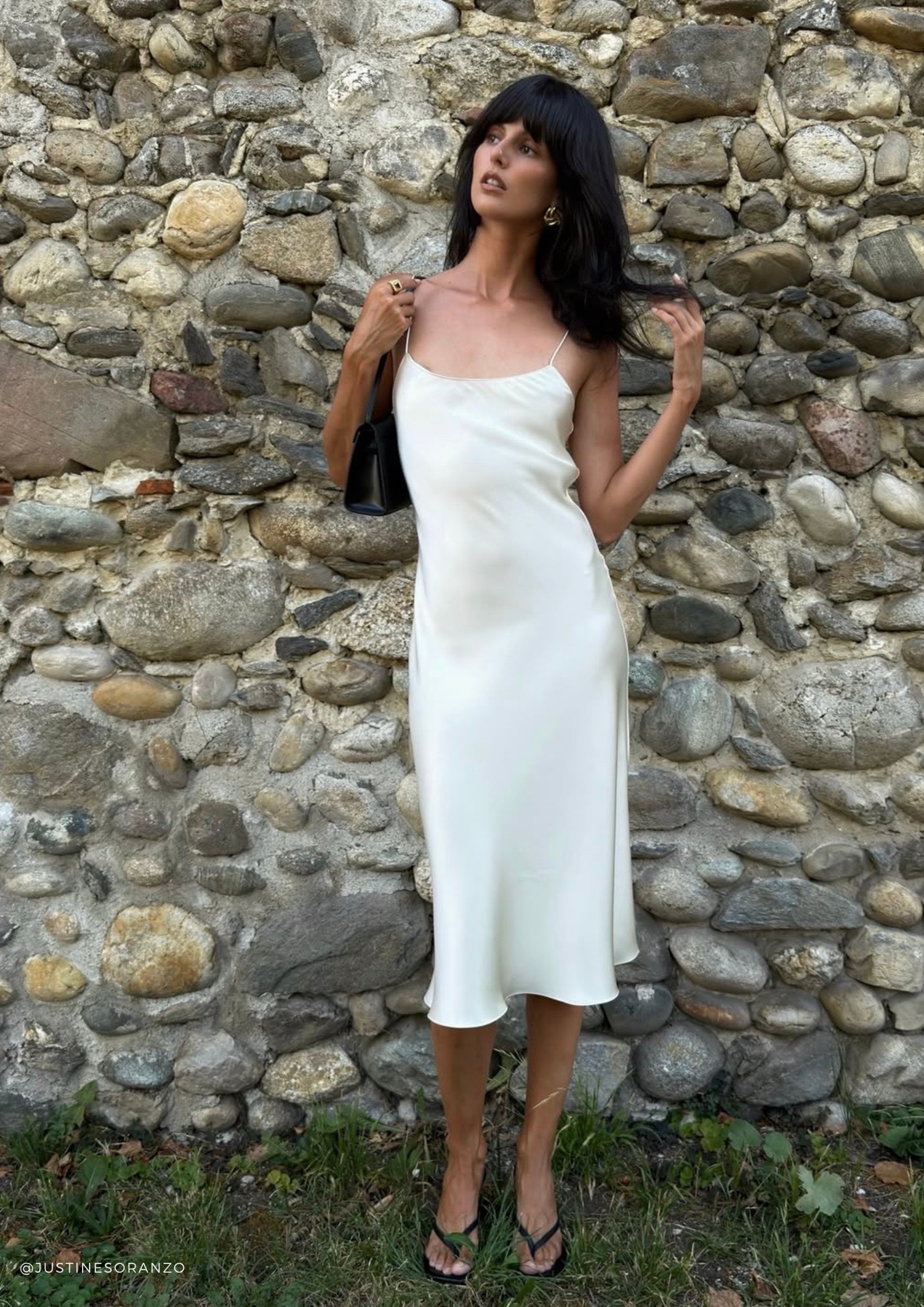 Josey Butter-Cream scoop-neck midi dress in heavyweight double-faced Silk Satin