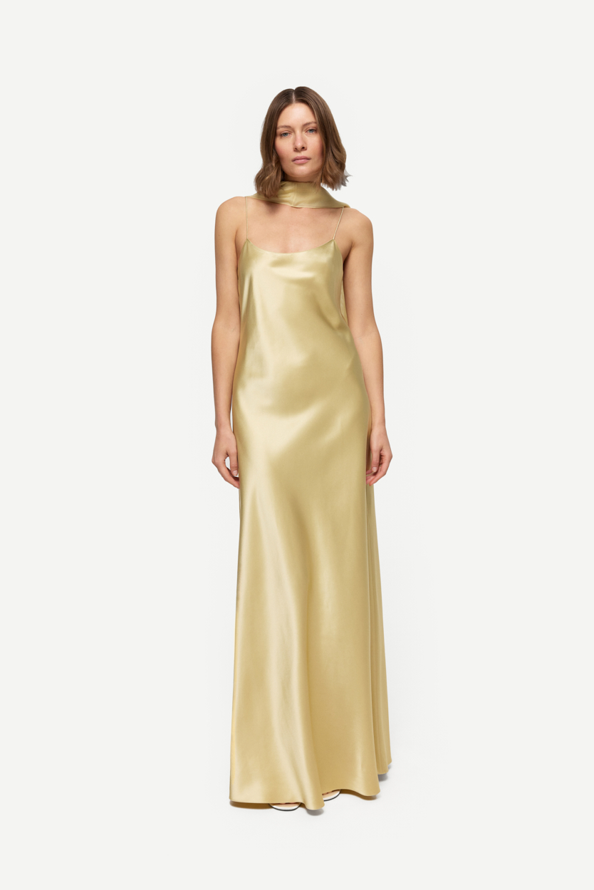 Carolyn Vanilla scoop-neck maxi dress in heavy Silk Satin