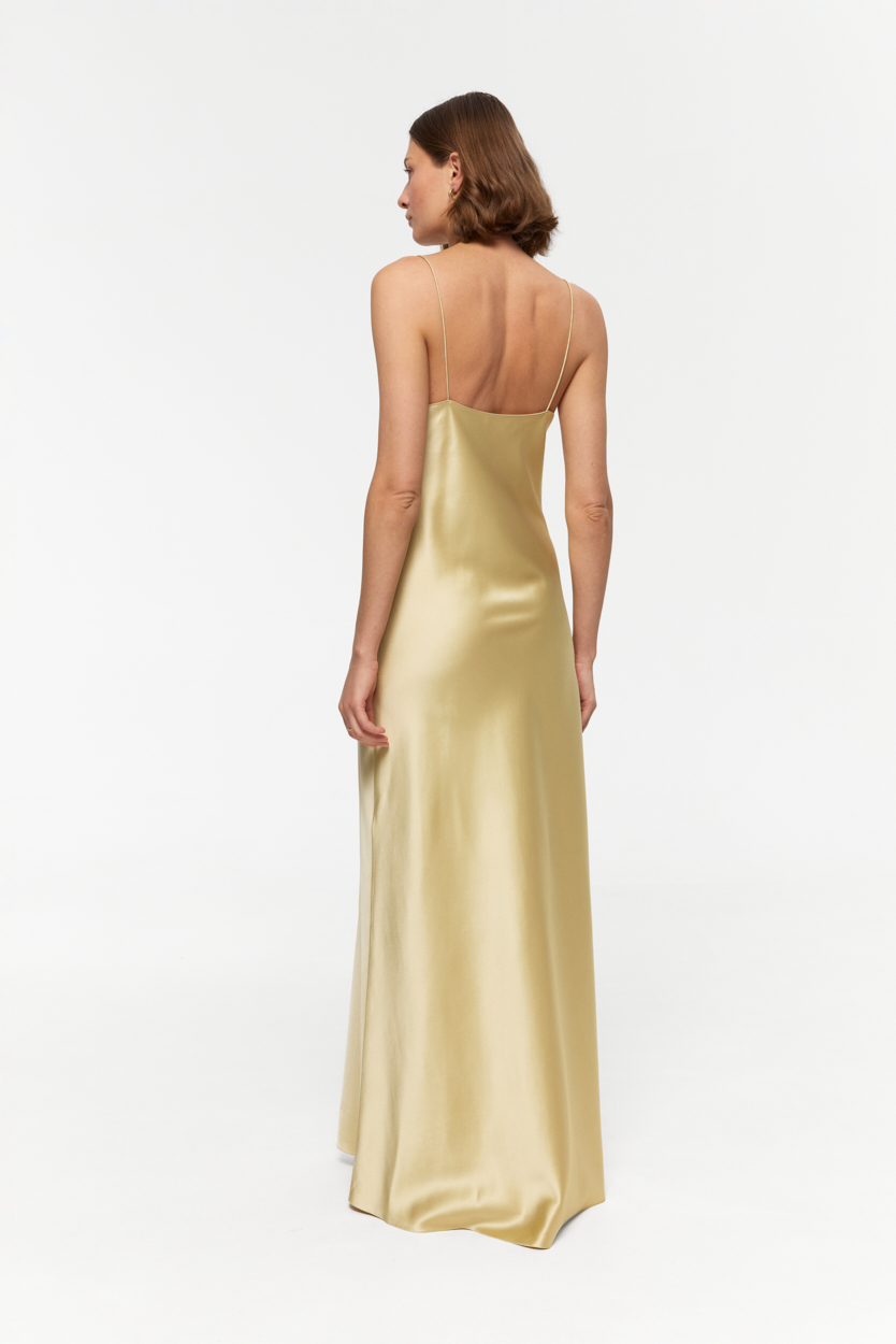 Carolyn Vanilla scoop-neck maxi dress in heavy Silk Satin