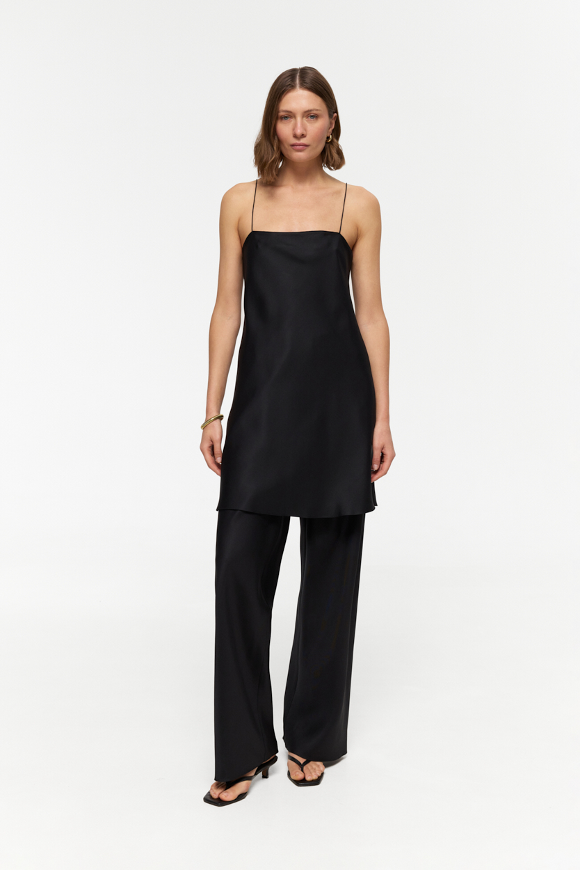Naomi Black mini dress in Silk Twill