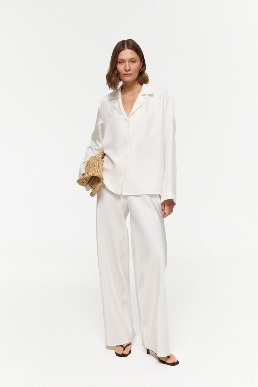 Bridgette White blouse in Silk Twill