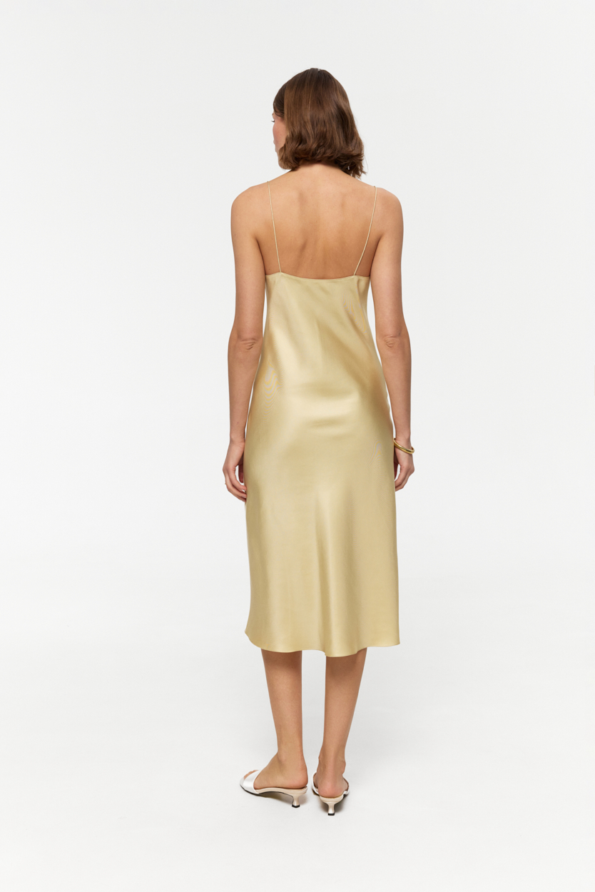 Josey Vanilla scoop-neck midi dress in Silk Twill