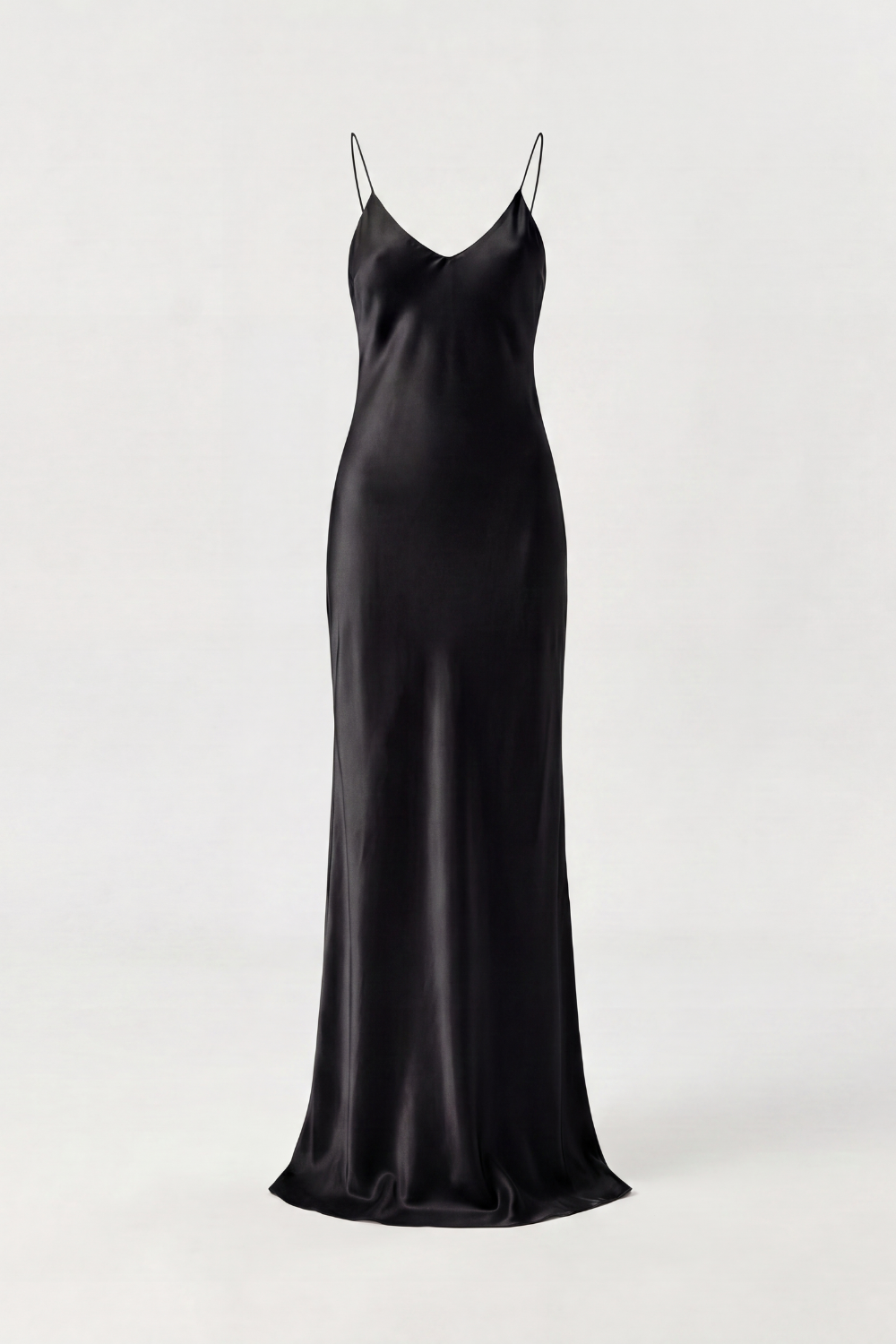 Rowena Black backless cami gown in Silk Satin