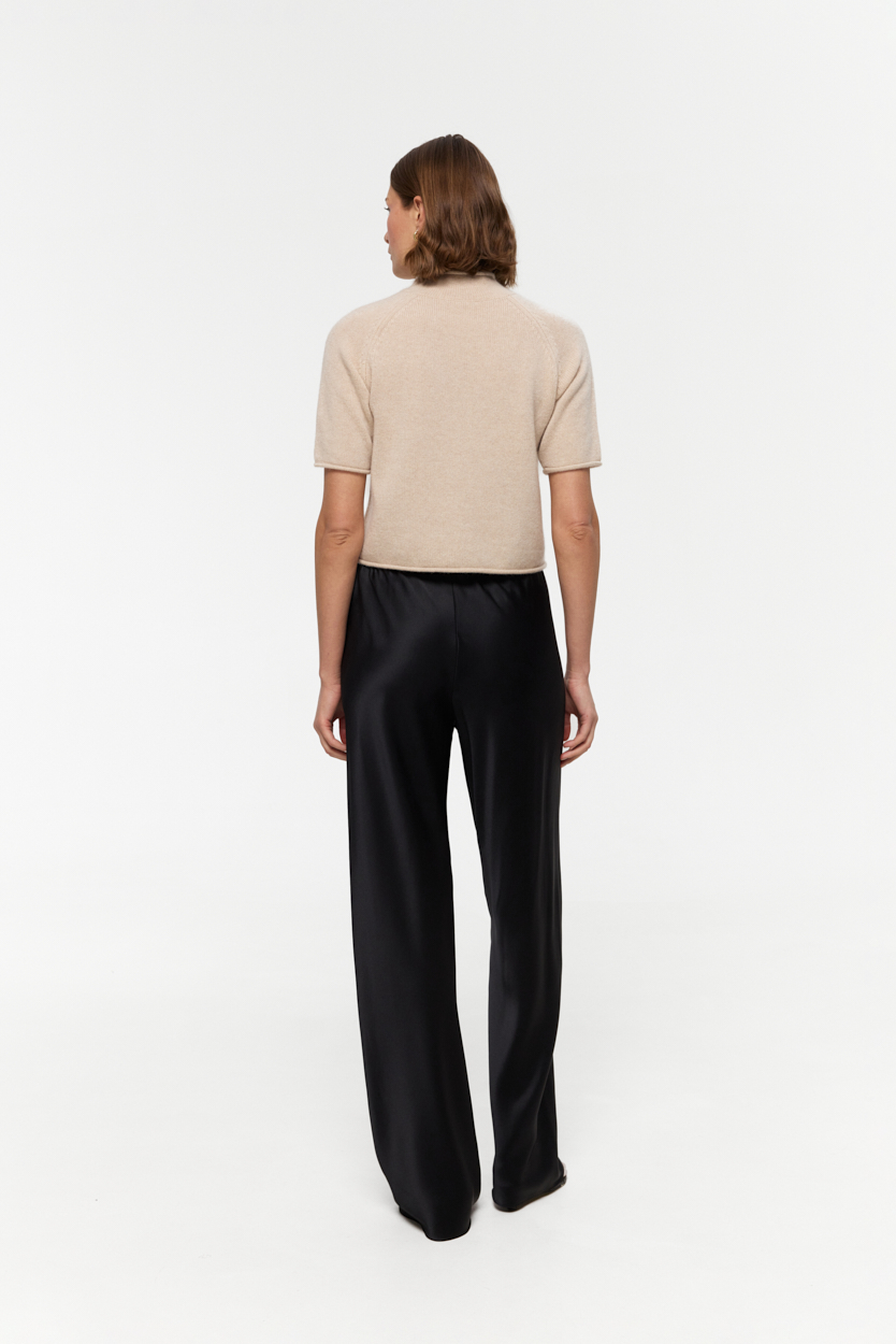 Ally Light-Beige baby cashmere mock neck top