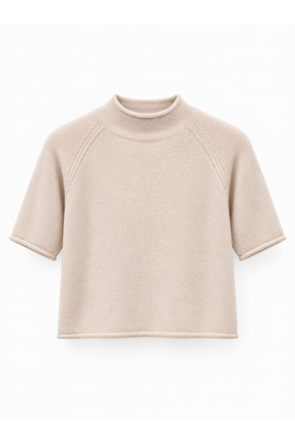 Ally Light-Beige mock neck top in Baby Cashmere