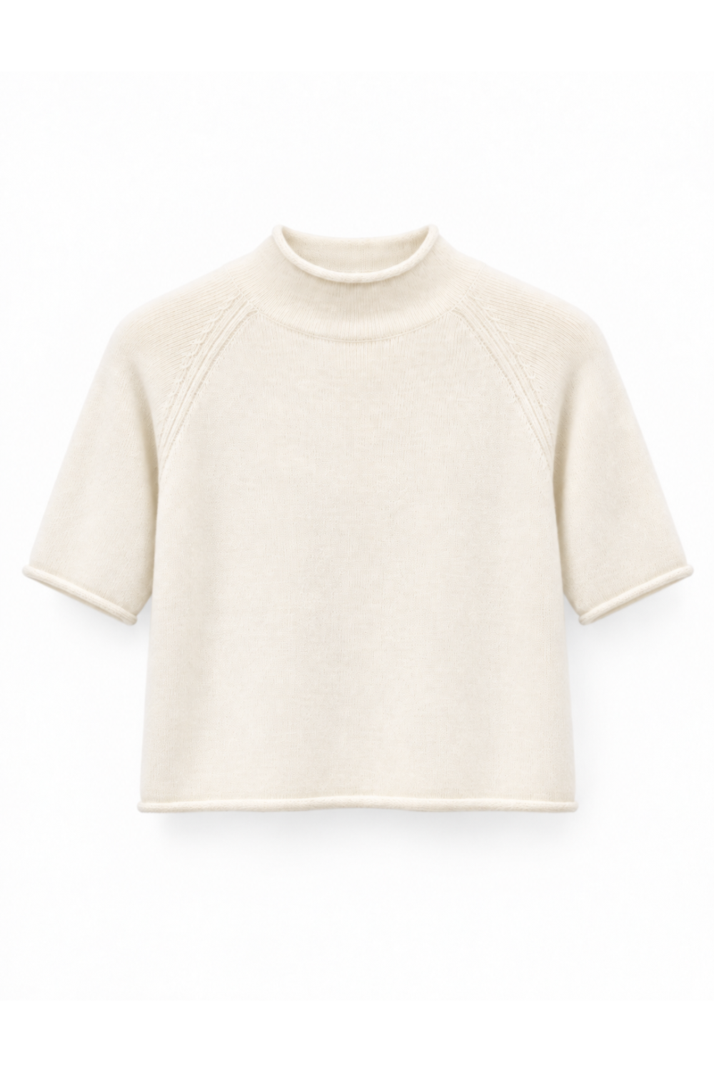 Ally Milky-Tea mock neck top in Baby Cashmere